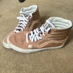 Rose gold high top vans